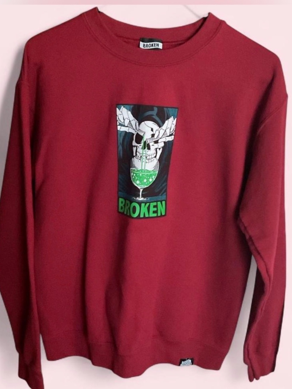 Broken Promises Red Skull Graphic Crewneck Sweatshirt - Size Medium